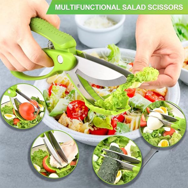 Multifunctional stainless steel salad scissors