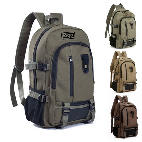 Canvas male college student travel backpack