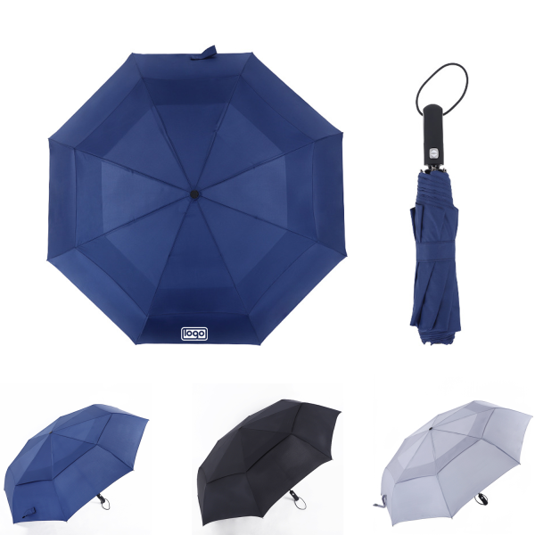 Fully automatic three fold windproof golf umbrella