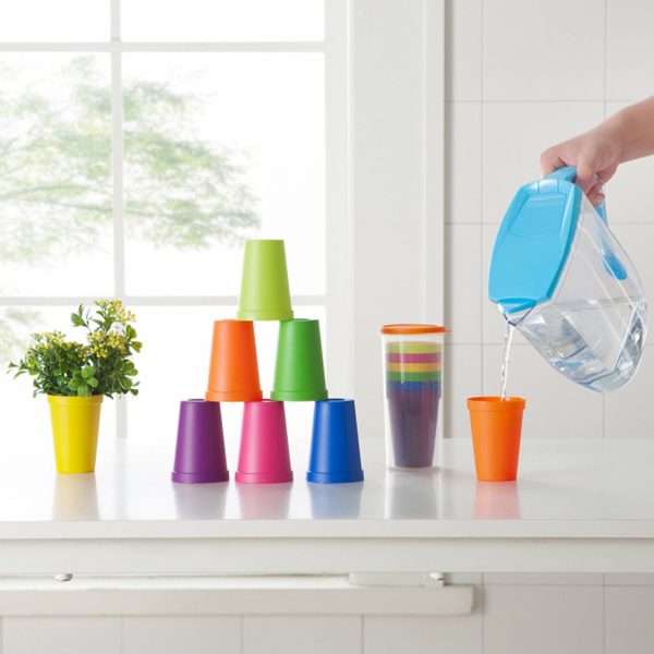 Multipurpose Unbreakable Plastic Cup Set In 7 Rainbow Colors