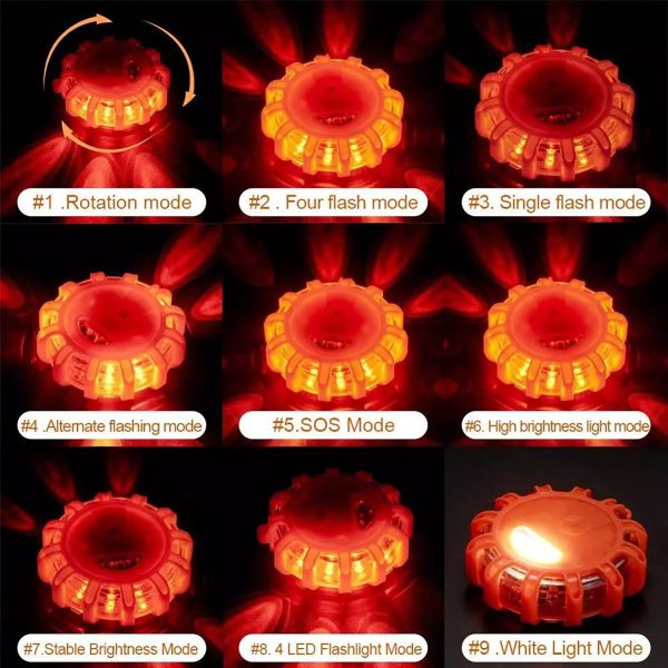 USB Rechargeable 3 Pack LED Road Flares Emergency Lights Set