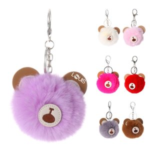 Fuzzy Bear Charm Keychain