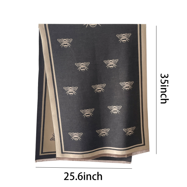 Imitation cashmere bee print scarf