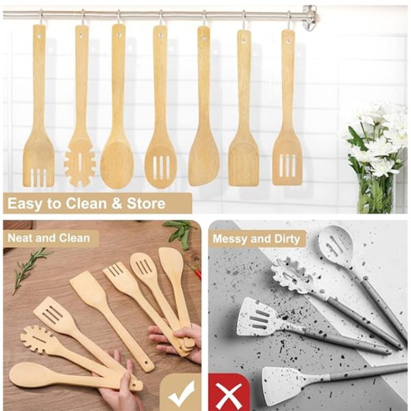 6pcs Bamboo Spoons Spatula Kitchen Utensils