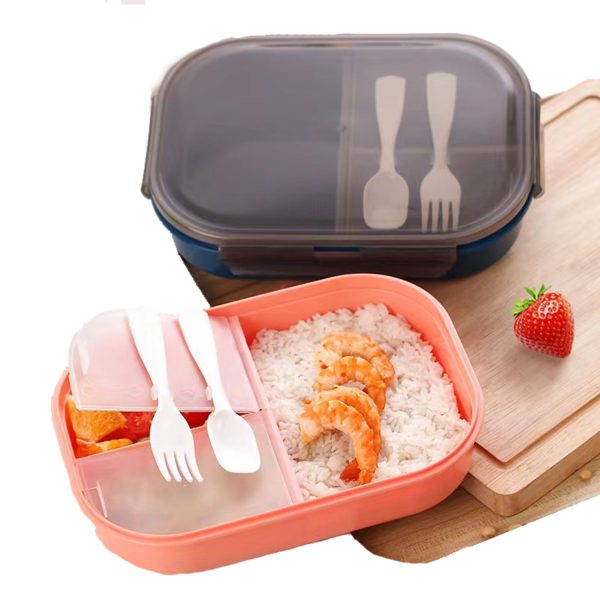 Three Compartment Plastic Lunch Box Kit