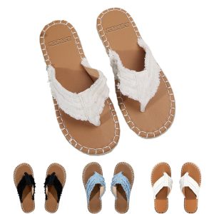 Womens Summer Flat Sandals w/ Woven Detail