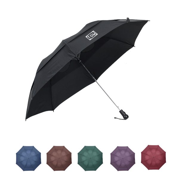 Two Fold Double-Layer Windproof Semi-Automatic Umbrella