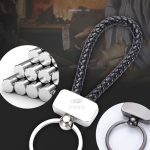 Woven leather rope keychain