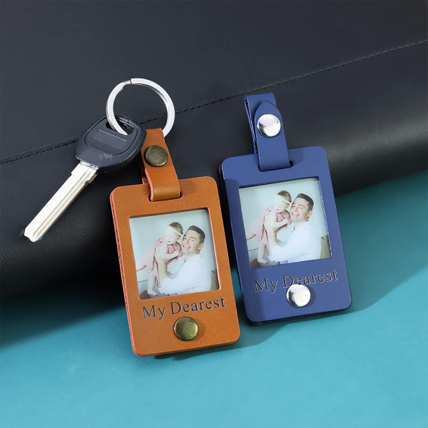 Custom Photo Frame Holder Gift Personalized Leather keychain