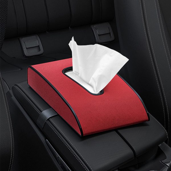 Multi Functional Armrest Backrest Suede Car Tissue Box