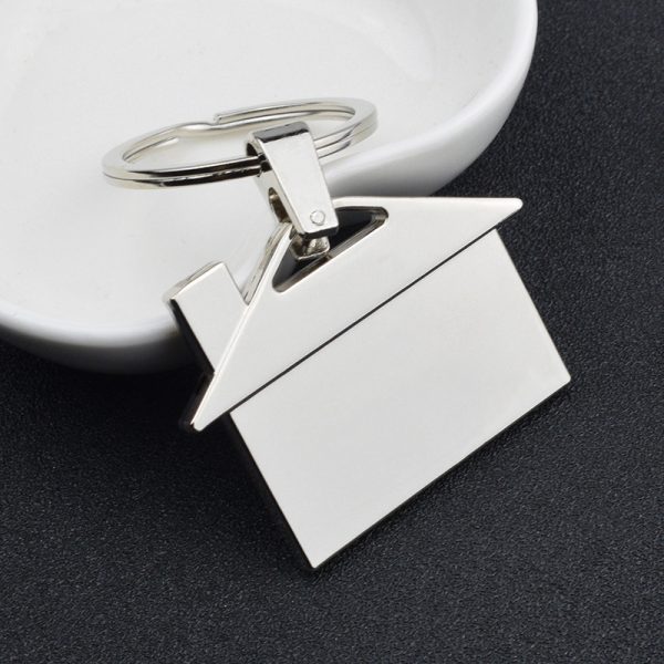 House shape metal keychain