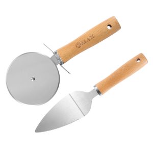 Rolling Stainless Steel Pizza Cutter and Spatula Set of 2