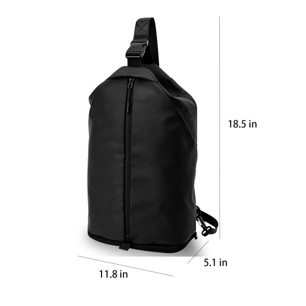 Black Sling Chest Bag W/ Usb Charge Port