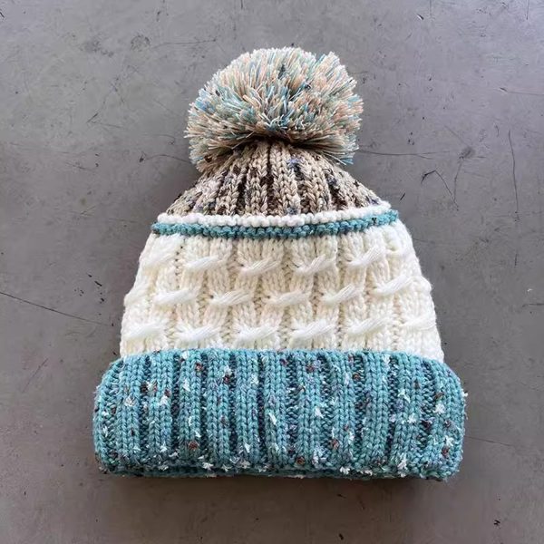 ins mixed color striped velvet beanie hat