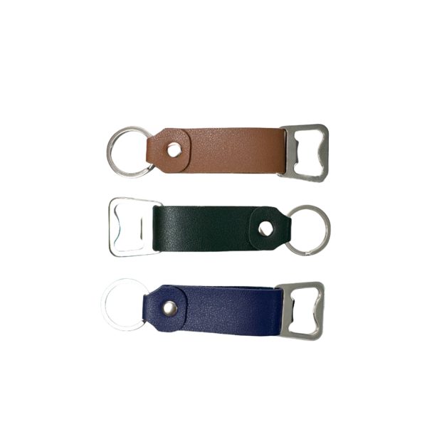 Portable Leather Stainless Steel Bottle Opener Keychain