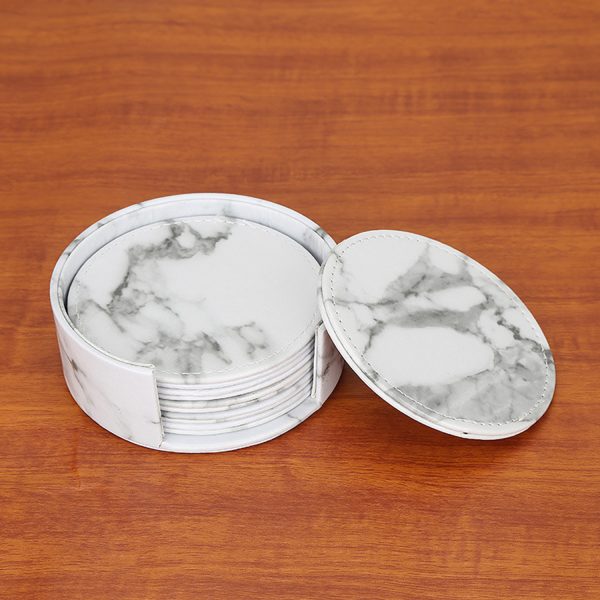 4" Pu 6pcs Set Home Tabletop Protection Drink Coasters