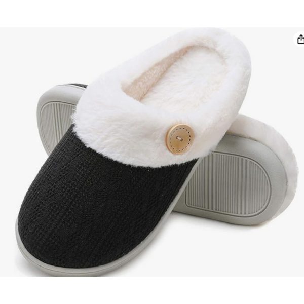 Non-slip outdoor home memory cotton warm plush slippers