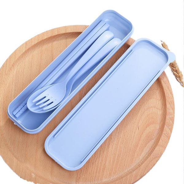 Wheat Straw Spoons Knives Forks Set with Case