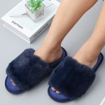 Women's Large Size Indoor Rabbit Fur Cotton Slippers