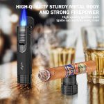 Triple Jet Flame Cigar Lighter with Punch Draw Enhancer