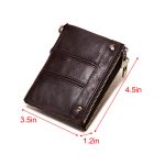 Genuine Leather Short Men's Double Zipper Wallet Purse