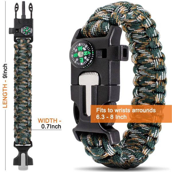 Paracord Bracelet with cutter blade & compass