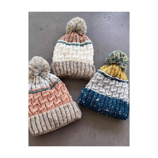 ins mixed color striped velvet beanie hat