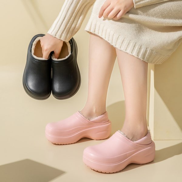 Elevated and thickened women's home leisure cotton slippers