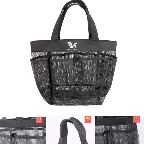 Vacation Essentials Pockets Foldable Mesh Beach Bag