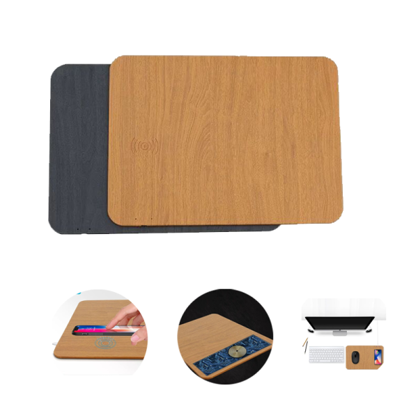 Wood grain wireless charging mouse pad