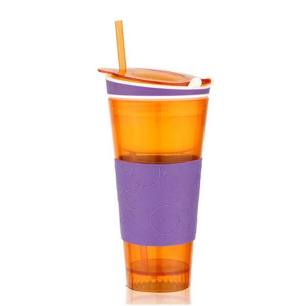 Travel Snack & Drink Cup With Straw