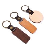 Letter Leather Wood Key Chain