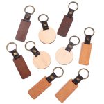 Letter Leather Wood Key Chain