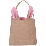 Easter Bunny Rabbit Ears Burlap Jute Shopping Bag