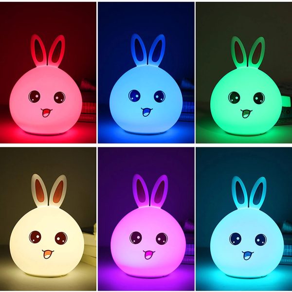 Cute Rabbit Multi-Color Silicone Nursery Night Light