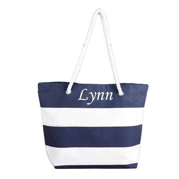 Horizontal Stripes Large Capacity Canvas Bag