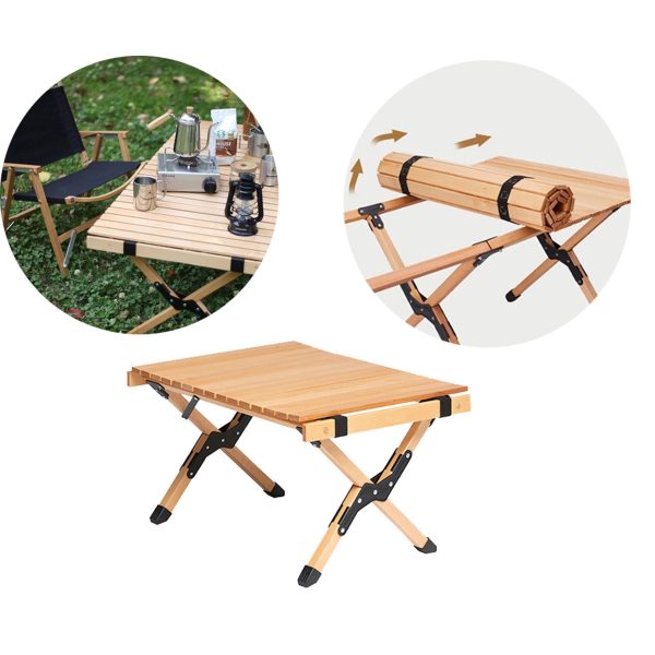 Outdoor Pine Camping Egg Roll Table