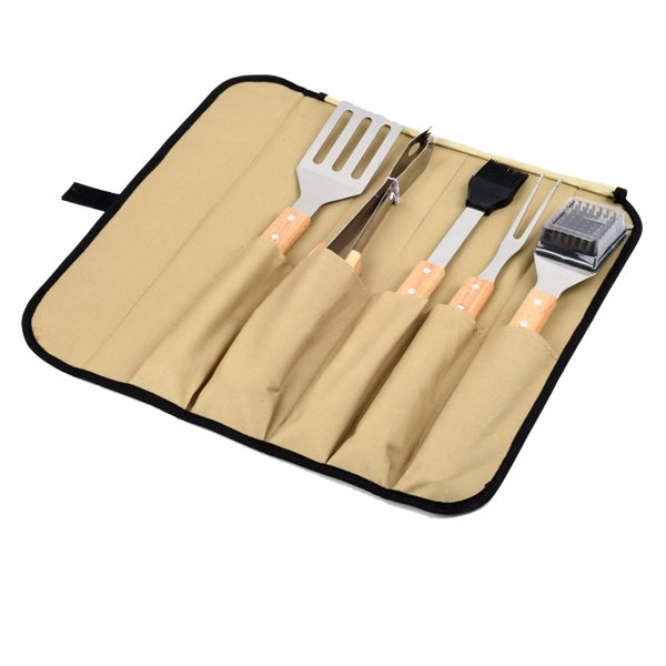 Wooden Handle Barbecue Tool Set