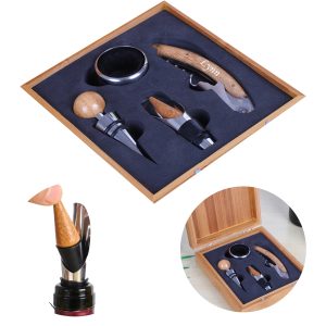 4-Piece Bamboo Wine Set