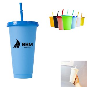 Reusable Color Changing Cup Plastic Tumblers With Lids