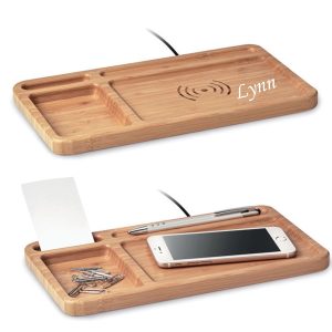 Bamboo Dual Port Power Bank With Wireless Charger