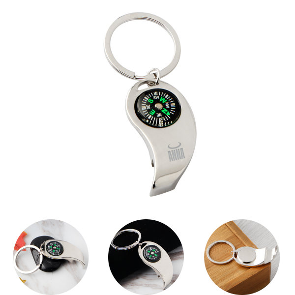 2 In 1 Compass Beer Opener Keychain