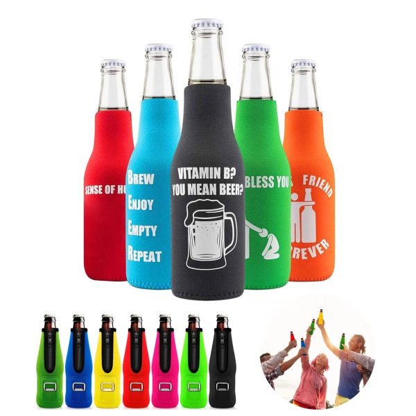 Neoprene Bottle Holder With Zipper And Opener