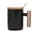 12 Oz. Ceramic Coffee Cup W/ Spoon And Cover