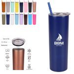 20Oz Stainless Steel Straight Slimming Cup With Straw