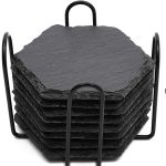 Black slate coaster with storage rack kit