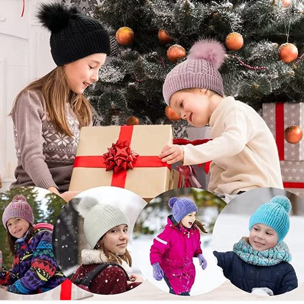 Winter Children's Warm Knitted Hat Scarf Gloves 3-Piece Set