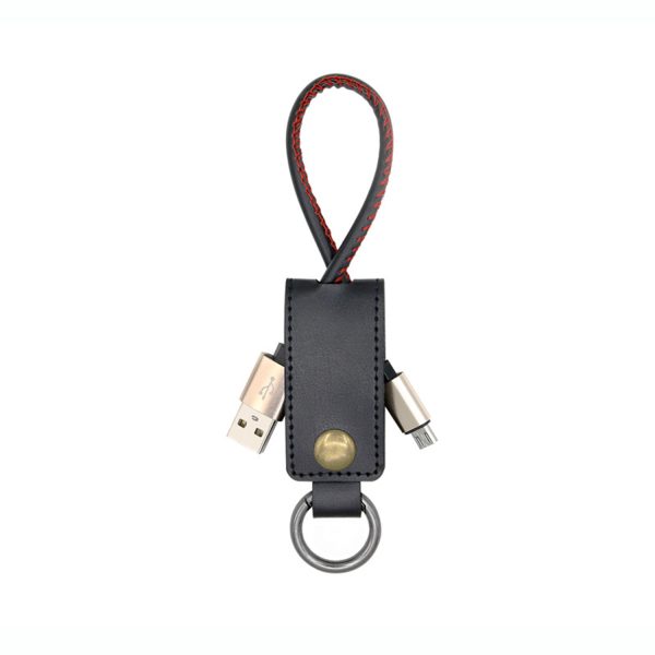 PU leather Keychain Data Charger Cable