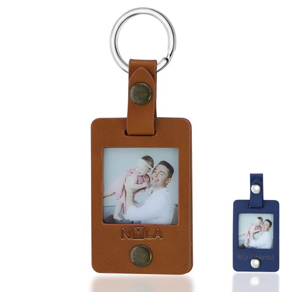 Custom Photo Frame Holder Gift Personalized Leather keychain