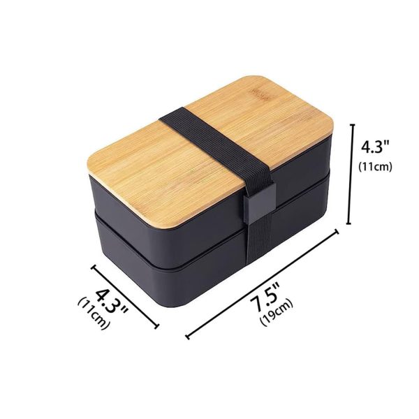 40oz Double-layer Bamboo Cover Student Insulated Bento Box